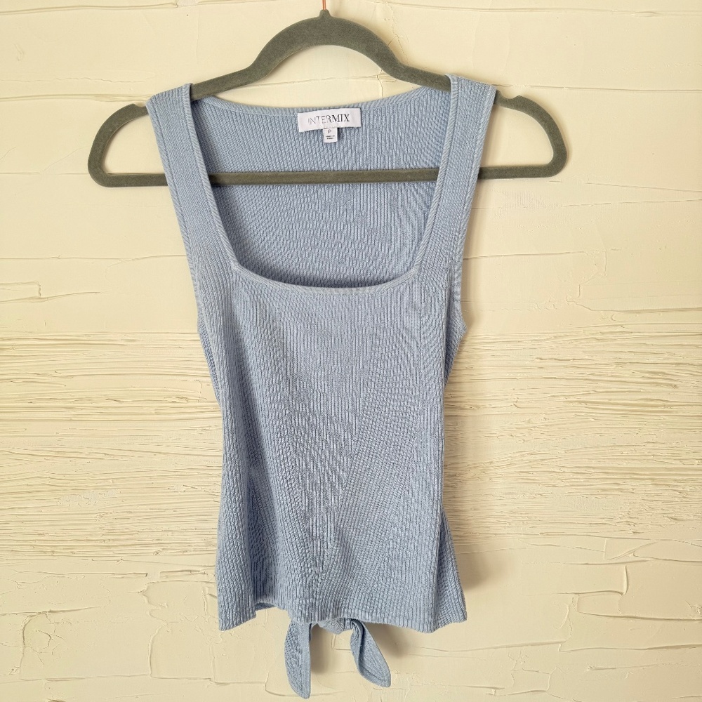 INTERMIX | Ribbed Tie-Back Tank Top | Size S - Picture 2 of 7